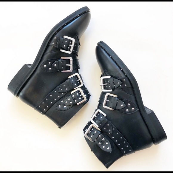 TOPSHOP AMELIA Black Studded Boots Size 38 - Picture 2 of 5